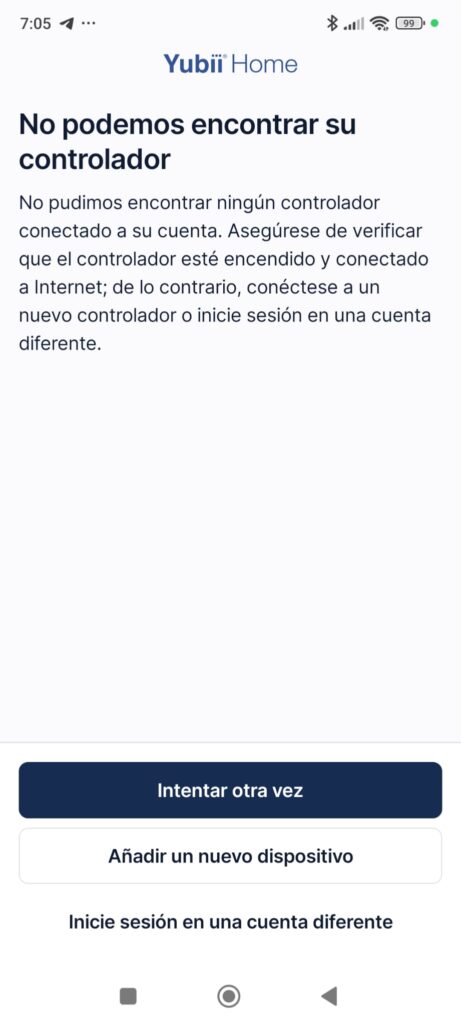 no se encuentra controlador yubii domotica